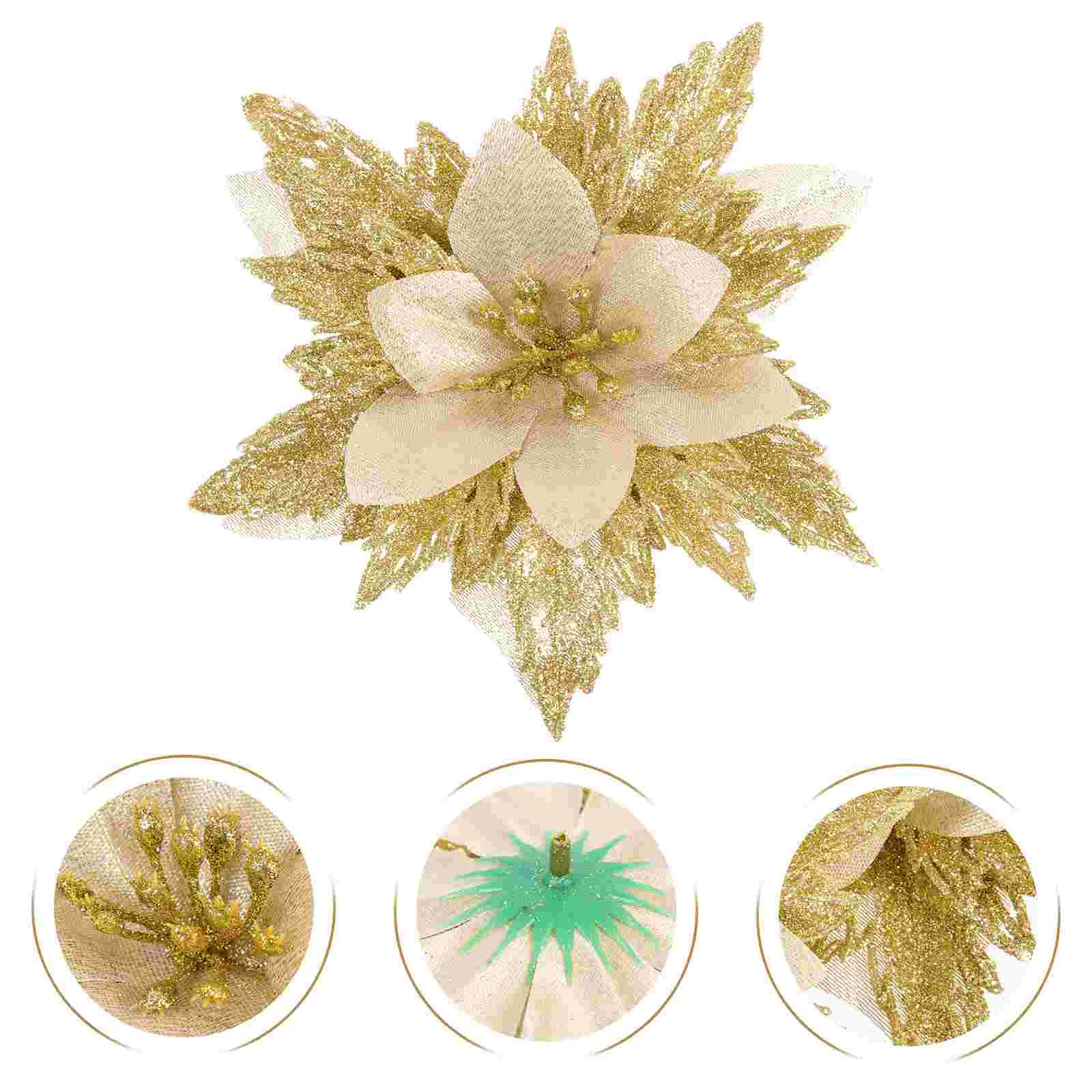 

6pcs Christmas Tree Plastic Flowers Decorative Flowers Xmas Party Layout Flowers