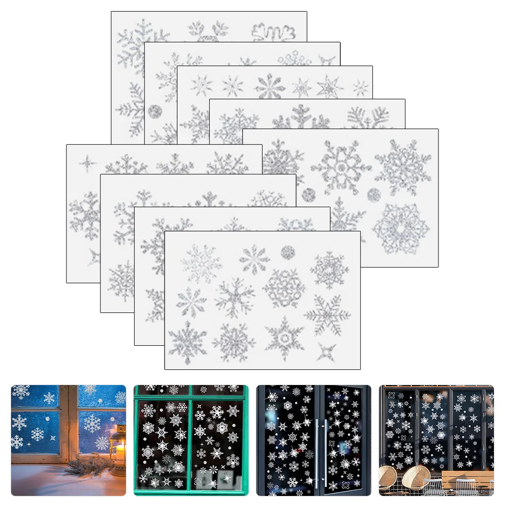 

Window Decals Christmas Stickers Snowflake Xmas Clings Snowflakes Holiday Winter Wall Static New Ornament Decoration White Year