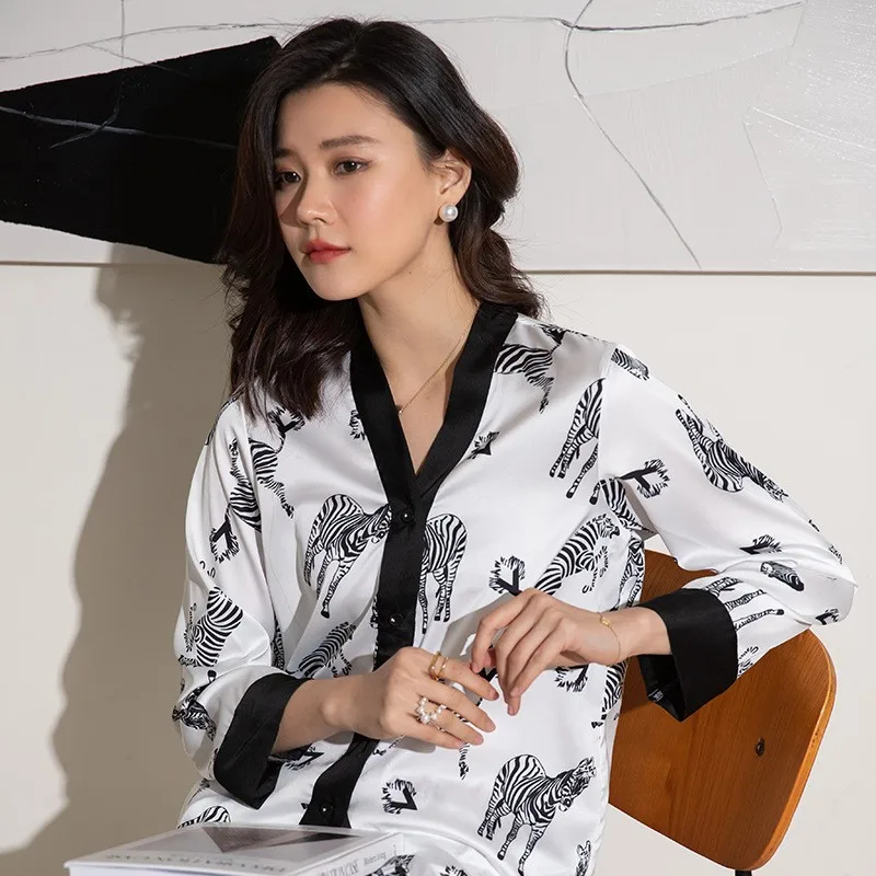 

V-Neck Pajamas Pour Femme Sleepwear Print Letter Loungewear Nightgown 2 Pieces Sleep Set Women Outfits Nightwear Casual Lingerie