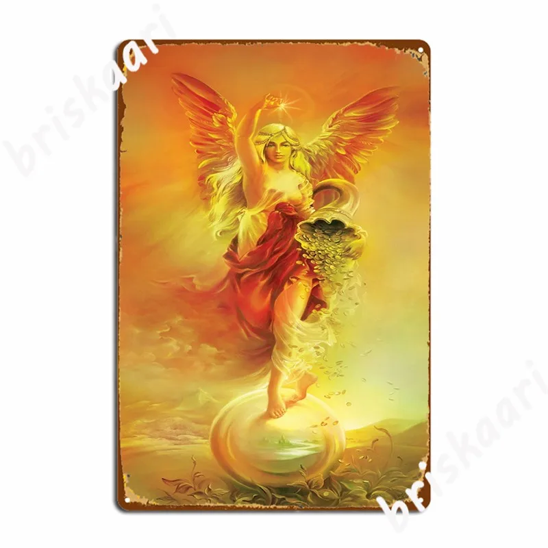 

Плакат с ангелом изобилия форчуна металлический плакат Настенная роспись плакат настроить вечерние жестяной знак плакат