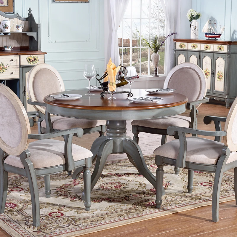 

American home solid wood dining table chair combination