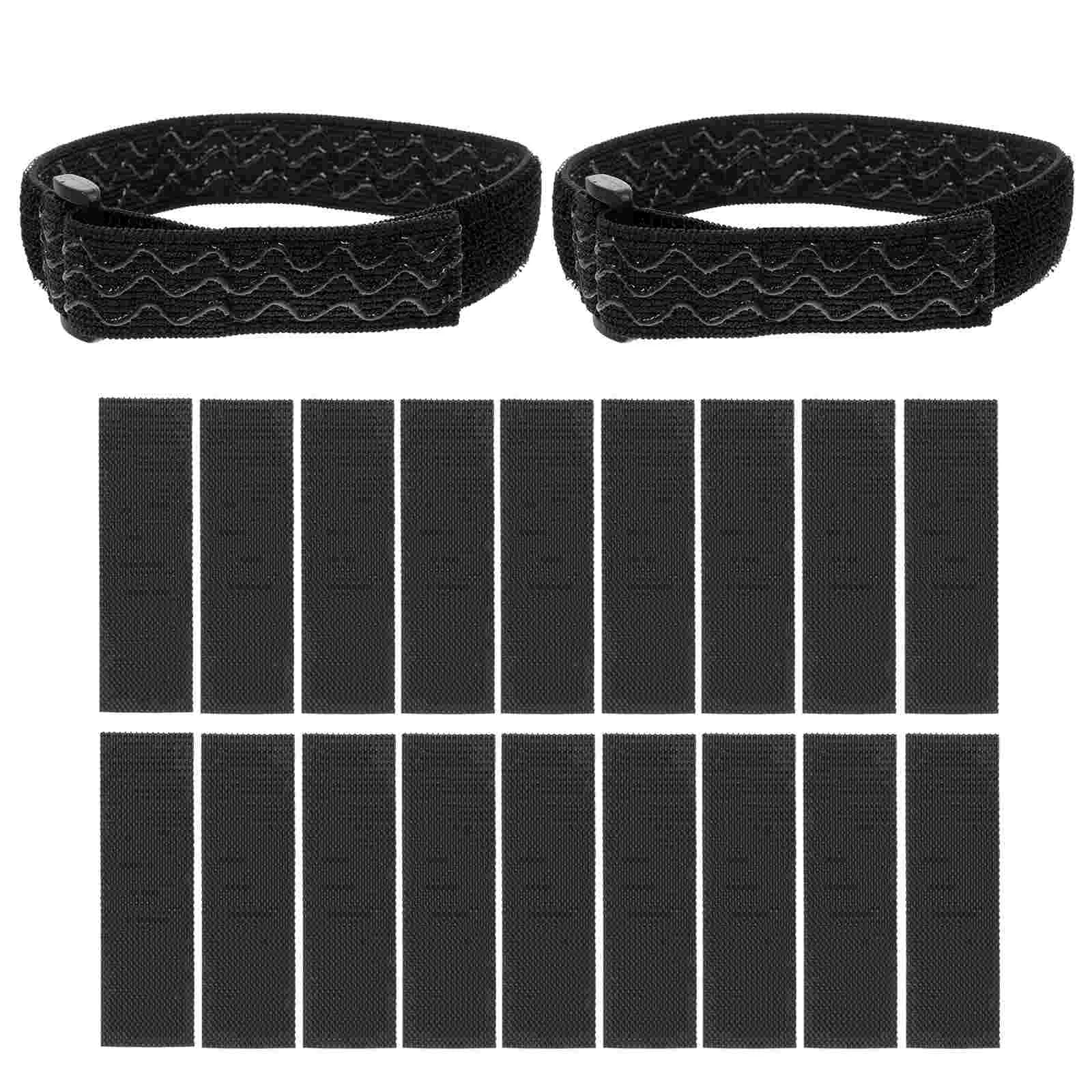 

2Pcs Knee Straps Anti- Elastic Adjustable Fix Sticker Stabilizer with 18Pcs Sticker for Keeping Fall Off Black