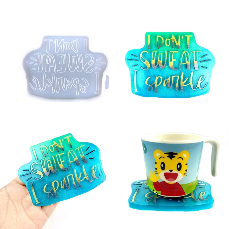 

Diy Homemade Drop Glue Mold Coffee Coaster Irregular Letter Creative Silicone Mold Crystal Placemat Mold for Diy Crafts