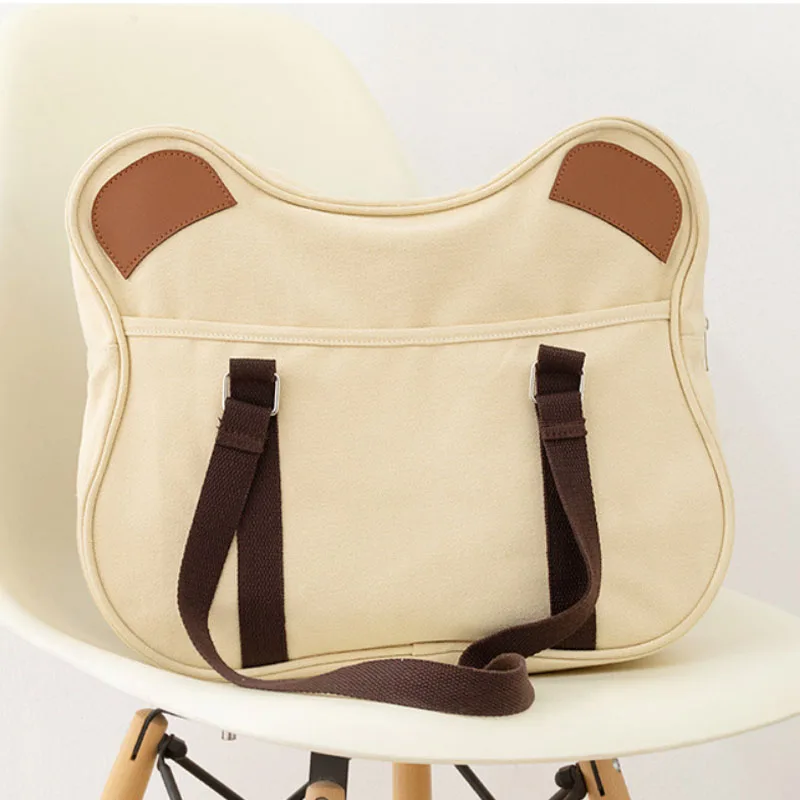 LOERSS Canvas Bear Bags Cute Large Capacity Tote Bag for Girls Outdoor Commute Shopping School Bag New Design Fashion Handbags