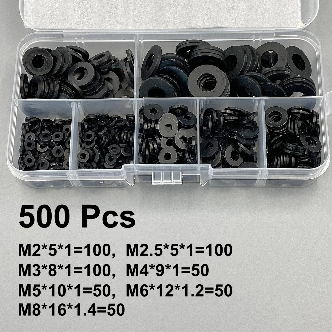 

500 шт. Нейлоновые Шайбы M2-M8 PA66 Белые и Черные