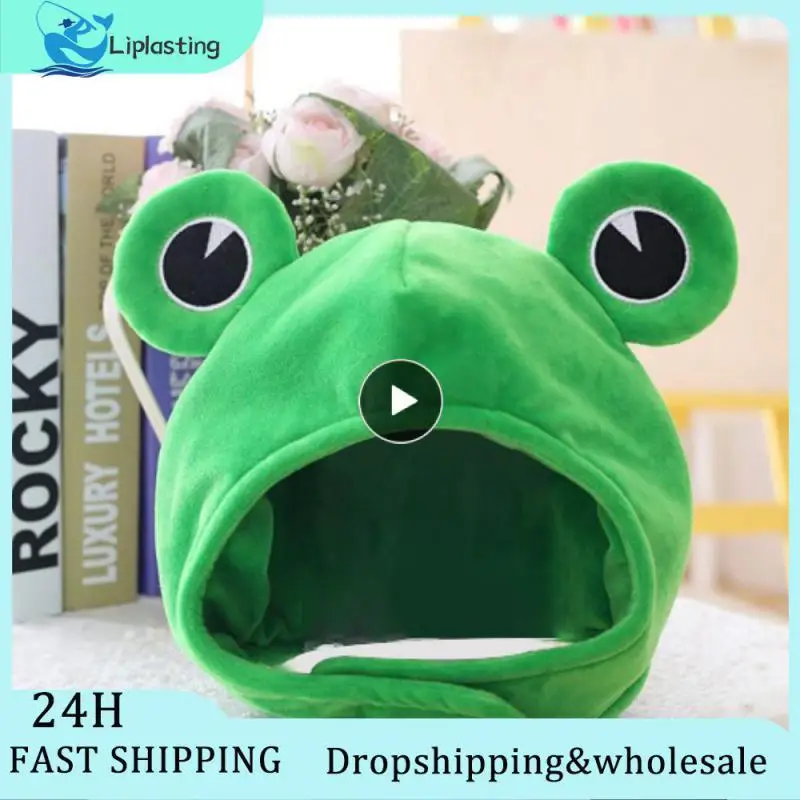 

Cute Plush Frog Hat Scarf Cap Ear Winter Beanie Skull Headwear Novelty Party Dress up Cosplay Costume outdoor sport hat