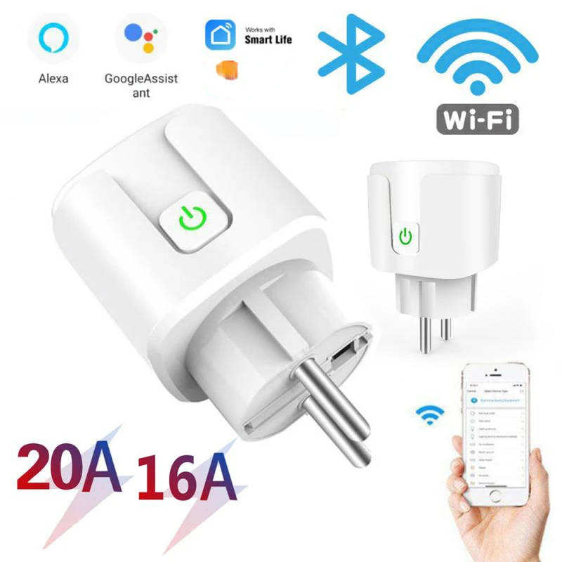 

16A 20A EU Smart Wifi Power Plug With Power Monitor Smart Life APP Wifi Smart Socket Outlet Works With Alexa Home