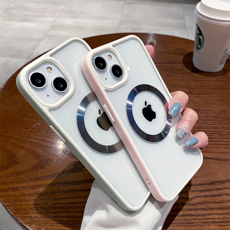 

Transparent Acrylic Case For Magsafe Wireless Charge Magnetic For iPhone 14 12 11 Pro Max Soft Silicone Cover For iPhone 13 Case