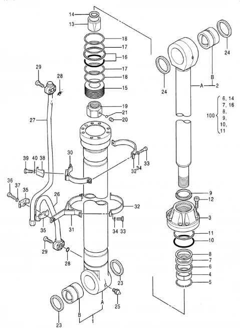 Гидравлический экскаватор ZAXIS500LC-3 ZAXIS520LCH-3 Цилиндр ковша рычага стрелы в сборе для