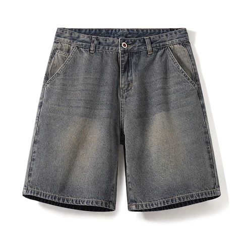 Шорты мужские джинсовые в винтажном стиле, модные тонкие повседневные свободные Бермуды, широкие короткие штаны, летняя одежда