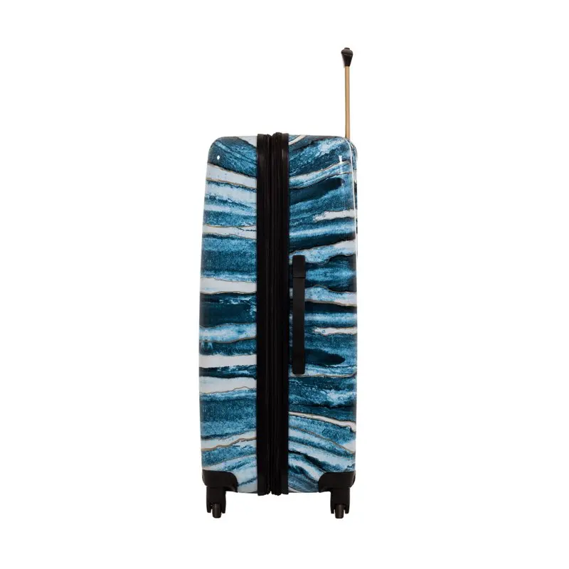 28-inch Hardside Rolling Spinner Checked Luggage, Blue Marble Print