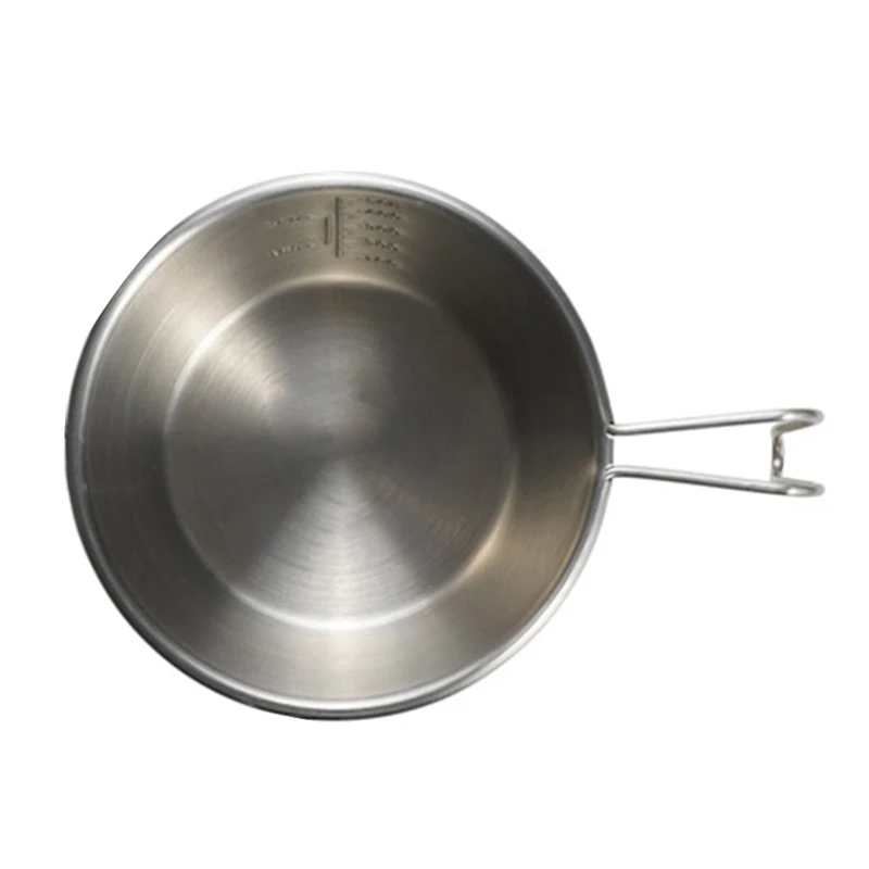 

Столовая чаша из нержавеющей стали со складной ручкой для использования на открытом воздухе