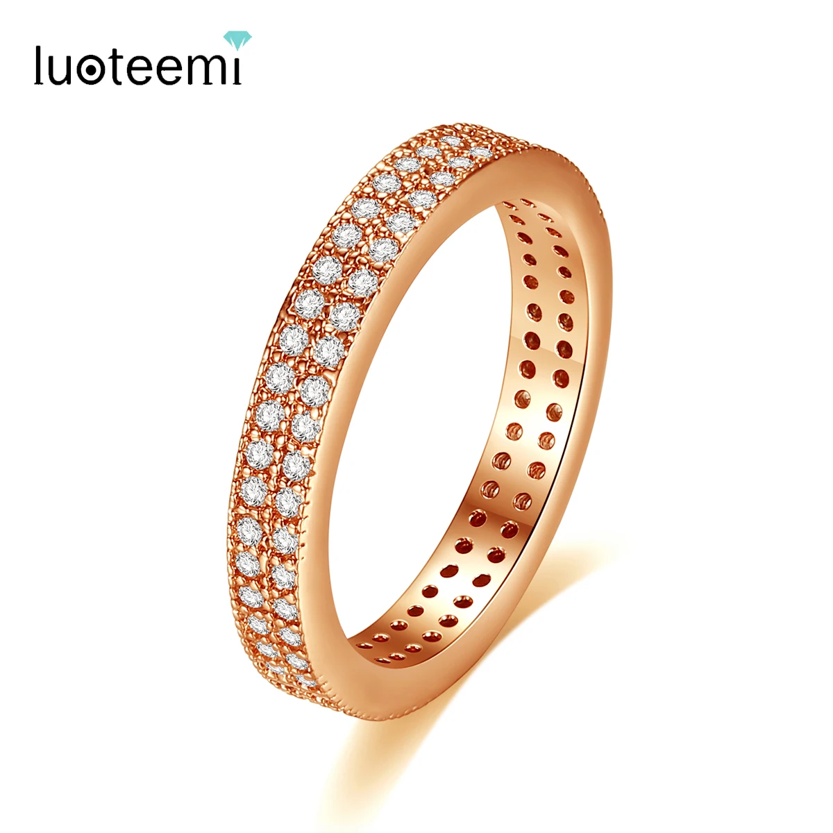 

LUOTEEMI Shiny Micro Cubic Zircon paved Rings for Women or Men Party Wedding Statement Fashion Jewelry Finger Bijoux Femme Gift