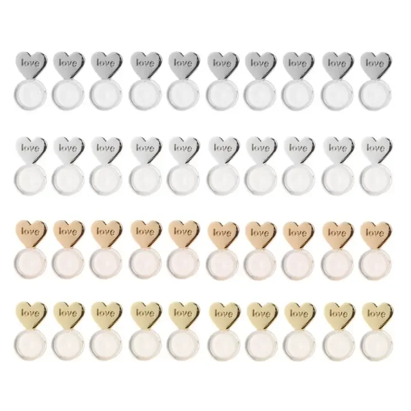 

10Pcs Heart Love Earring Lifters Adjustable Earring Support Backs for Women Girl Vintage Geometric Ear Dropshipping