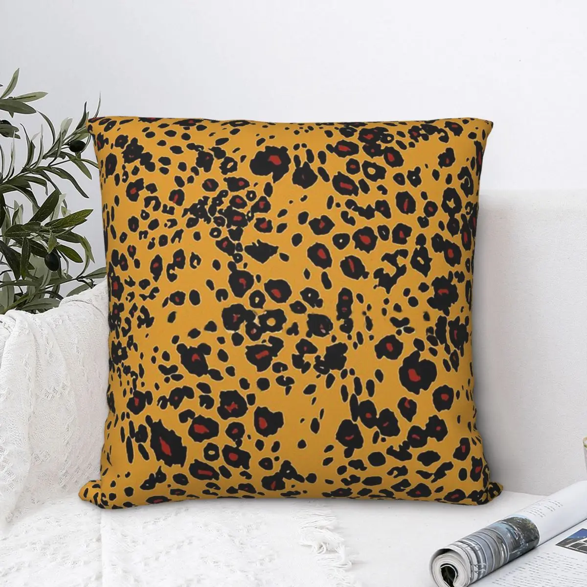 

РОА! Чехол для диванной подушки горчичного желтого цвета с леопардовым принтом, кожаный чехол с животными, короткие наволочки для подушек, д...