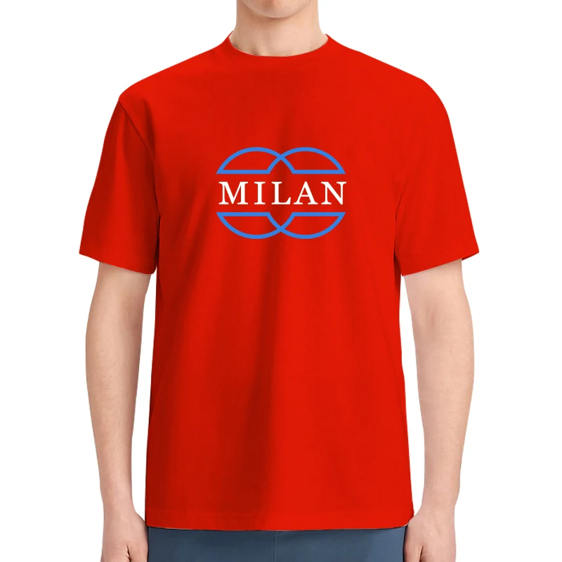 Футболка мужская с круглым вырезом из дышащего хлопка принтом Милана