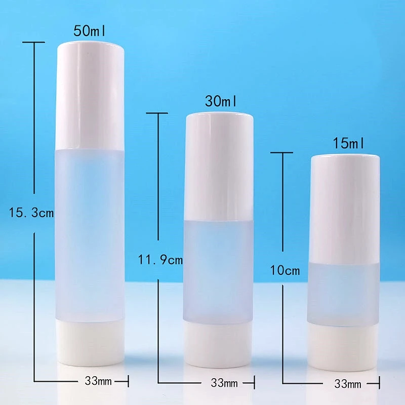 

100pcs/lot 15ml 30ml 50ml Empty Plastic Cosmetic Bottle Travel Liquid Bottles White Airless Pump Vacuum Toiletries Container