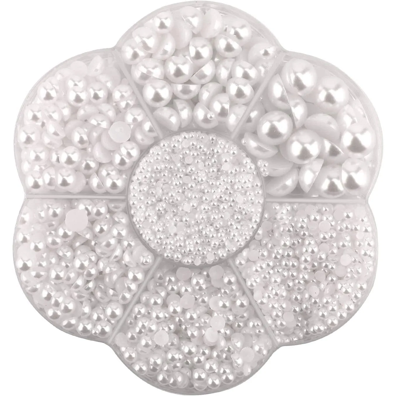 

5600Pcs 2/3/4/5/6/8/10mm Half Round Pearls Beads, Flatback Pearl Beads Luster Loose Cabochon Pearls for DIY Crafts Wedding Dress