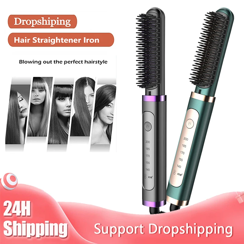 

Portable Heat Comb Temperature-Controlled Hair Straightener Negative Ion Straight Hair Brush Anti-Scald Straight Hair Curler