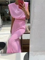 zoctuo summer women ruffles ruffle sexy y2k clothes sleeveless crop top high waist maxi skirts matching suit club party elegant