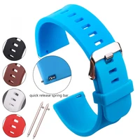 5 colors silicone rubber watchband 18mm 20mm 22mm women men watch band strap waterproof sports watch belt polished buckle