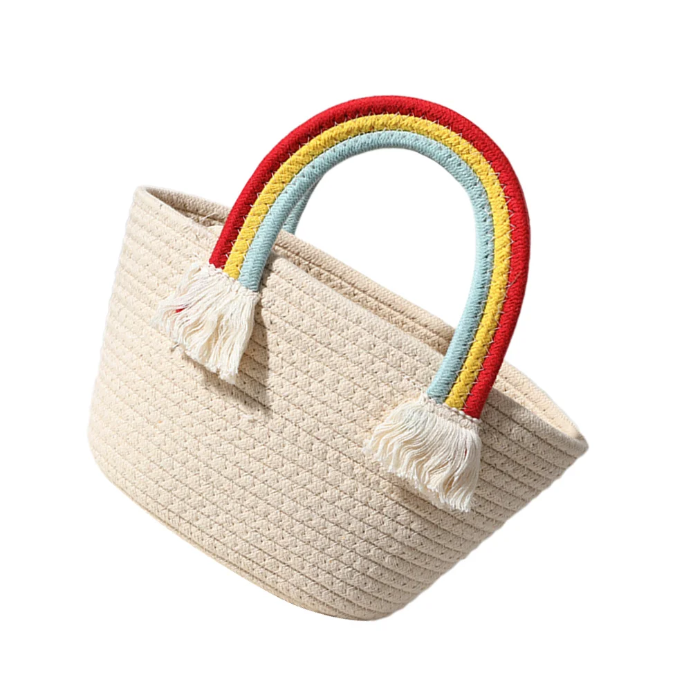 

Woven Beach Woven Tote Rainbow Purse Macrame Crossbody Macrame Bucket Macrame Shopping