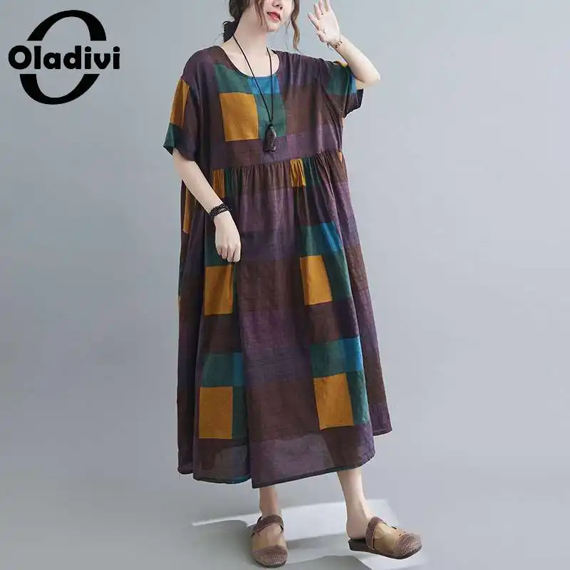

Oladivi Oversized Clothes Bohemian Dress Women Fashion Print Summer Boho Beach Wear Casual Long Dresses Tunic Robe Vestidios New