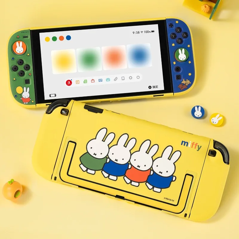 Фото Милый чехол Miffy для Nintendo Switch OLED, жесткий защитный чехол для контроллера, милый корпус с персонажем из игры, очаровательный дизайн. №2