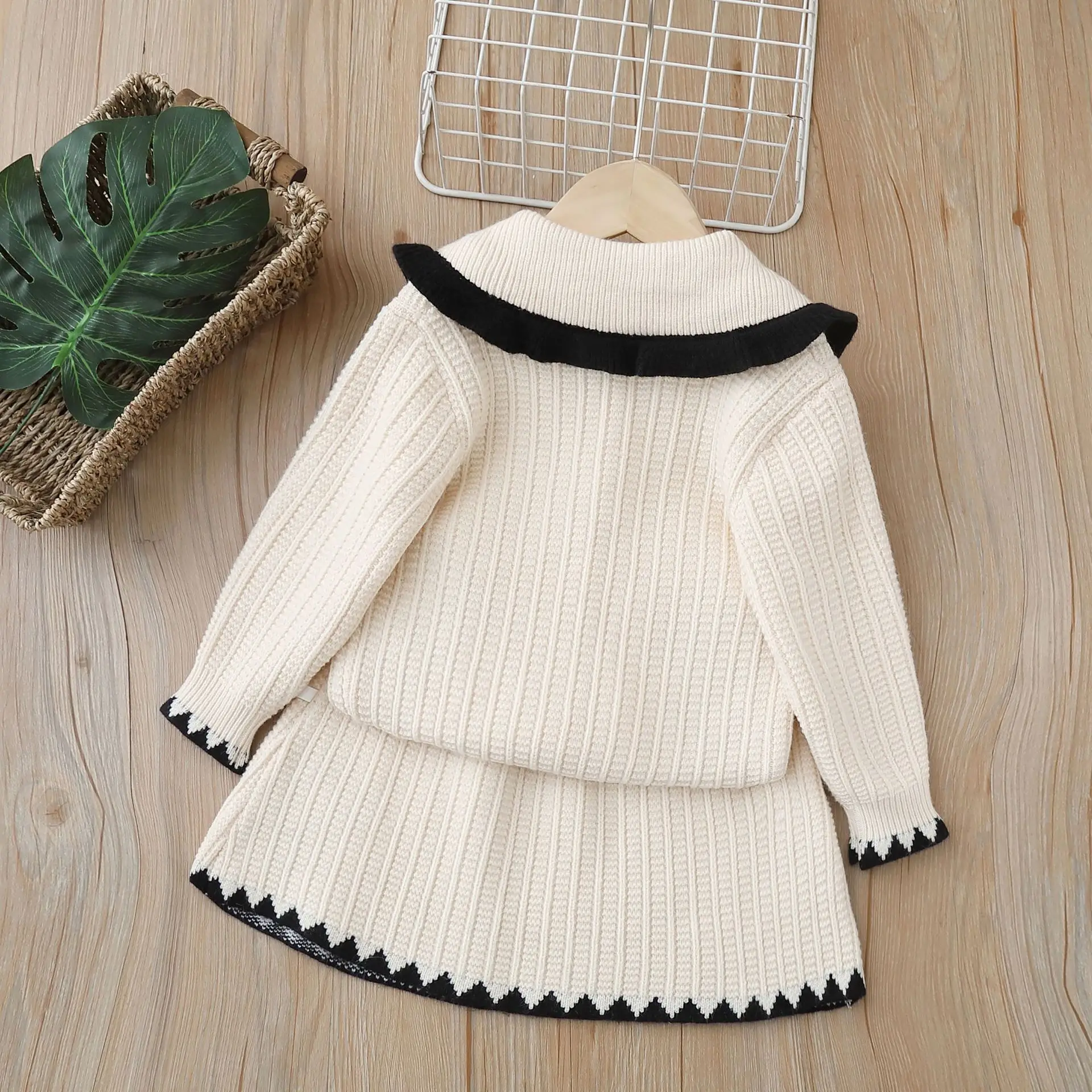 Комплекты одежды из шерстяной Джерси для девочек весна-осень 2024 детские вязаные