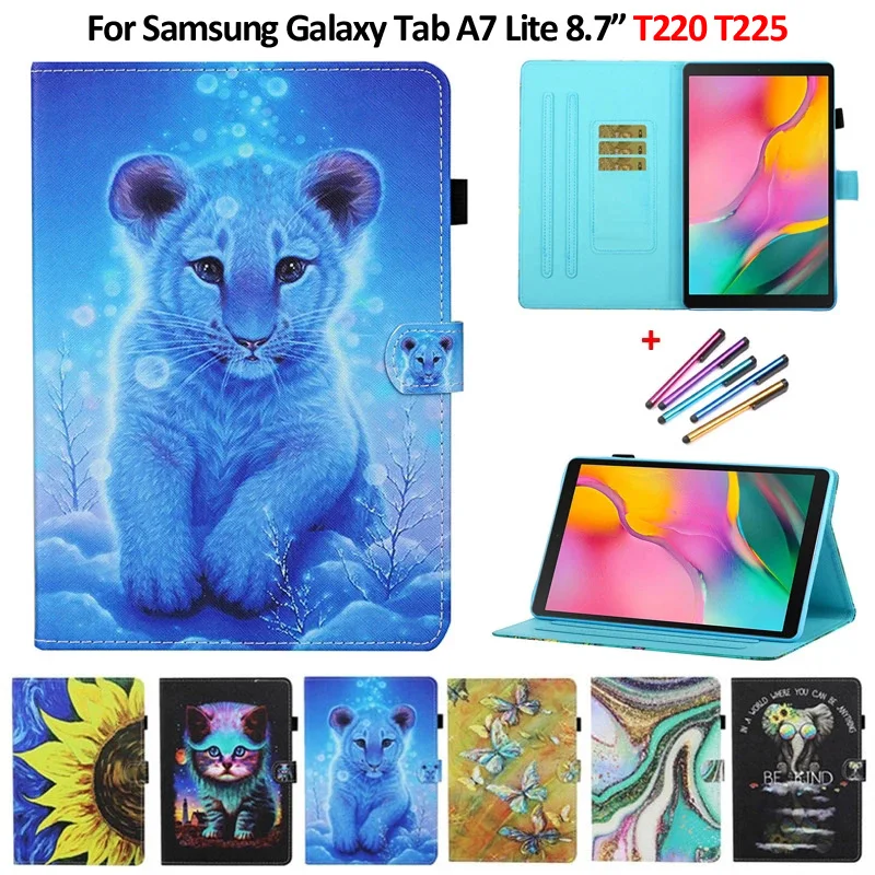 

For Samsung Tab A7 Lite Case 2021 SM-T220 SM-T225 Tiger Cat Pattern Shell Funda For Galaxy Tab A7 Lite 8.7 Tablet Case Coque