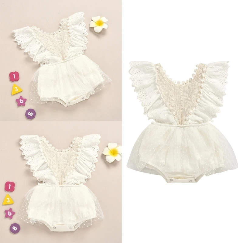 

B2EB Lace Ruffle Sleeve Romper for Baby Girl,Newborn Toddler Girls Bodysuit Dress
