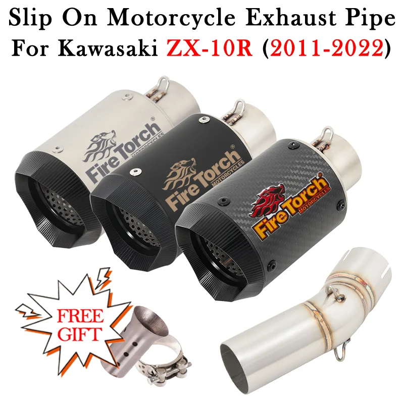 Slip On For KAWASAKI ZX-10R ZX10R ZX 10R 2011 - 2021 2022 Motorcycle Exhaust DB Killer Muffler Escape Moto Middle Link Mid Pipe