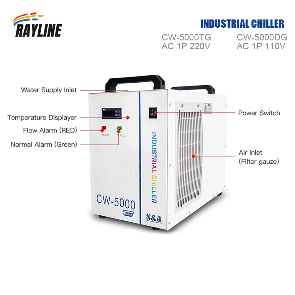 RayLine S&ampA CW5000 промышленный водяной охладитель для гравировально-режущего станка