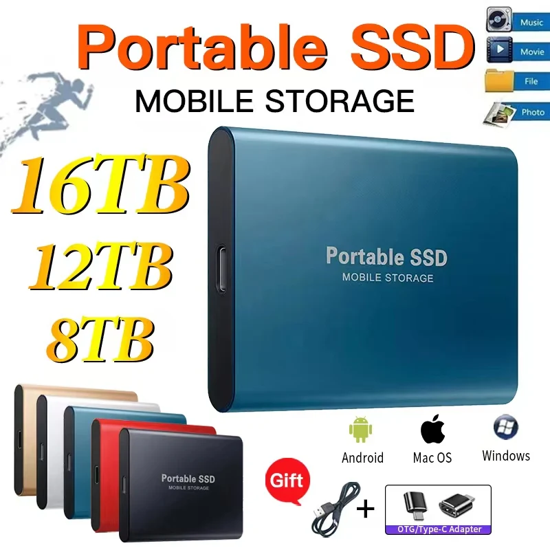 Portable SSD 500GB Mobile Solid State Drive 1TB M.2 SSD Type-C USB 3.1  External Hard Drive  for desktop/Laptop/Android/Mac/PC