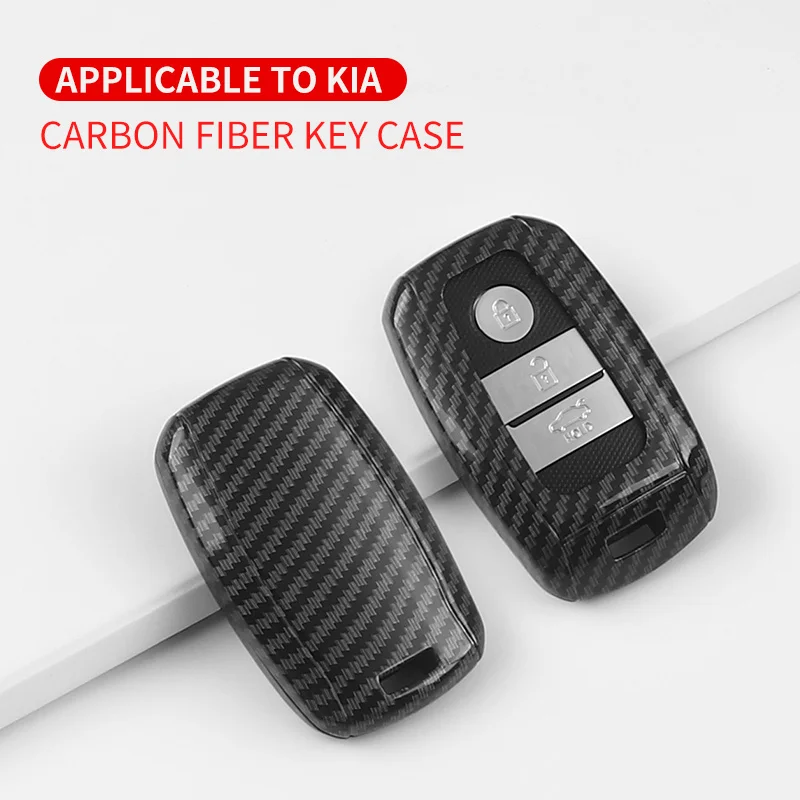 

Car Carbon Fiber Keychain Case Bag Smart Remote Control Cover For Kia Athletic, K2, K5, Seltos, Sorento, Rio, Best Accessories