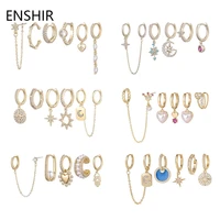 enshir gold color 6 piece hoop earrings set for women tassel chain long earrings for women party jewelry