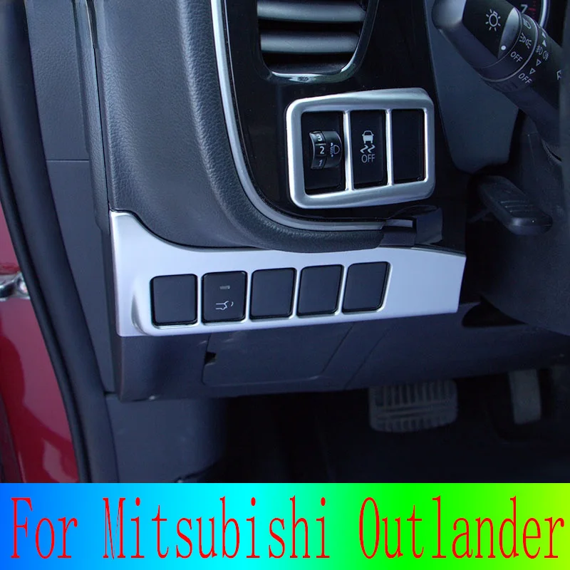 

For Mitsubishi Outlander 2013-2021 ABS Chrome Car Interior Accessory Center Control Button Headlight Adjustment Decorative Frame