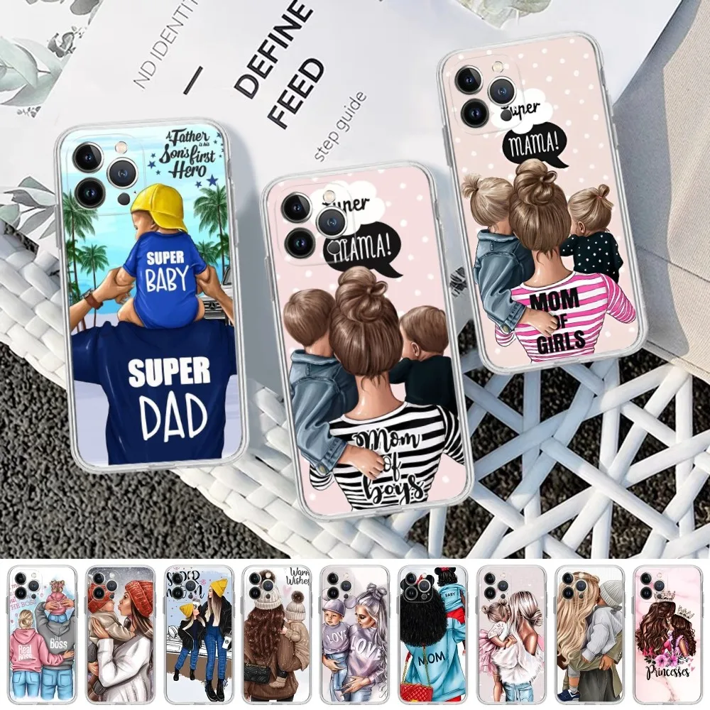

Fashion Super Mama Mom Dad Phone Case for iPhone 15 8 7 6 6S Plus X SE 2020 XR XS 14 11 12 13 Mini Pro Max Mobile Case