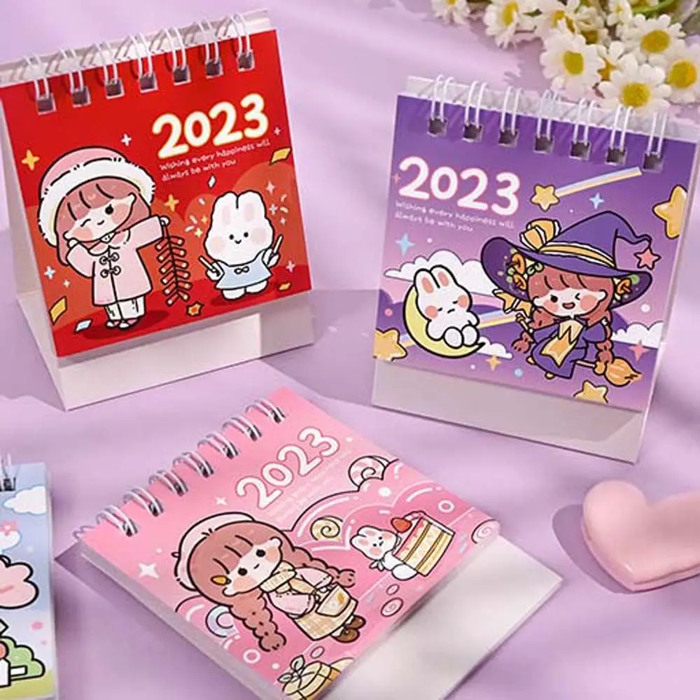 

Kawaii Rabbit Cartoon Desk Calendar Fashion Modern 2023 Calendar Lovely Desktop Stationery Office Table Decorations