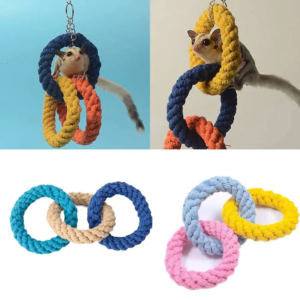 

DIY Play Toys Set Bird Rope Swing Toy Cotton Rope Hanging Hamster Toy Sugar Glider Cage Accessories Climbing Rope Toys