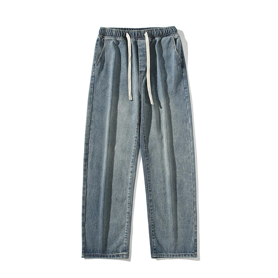 Men Vintage Loose Jeans 2023 New Casual Straight Denim Pants Black Blue Baggy Jeans