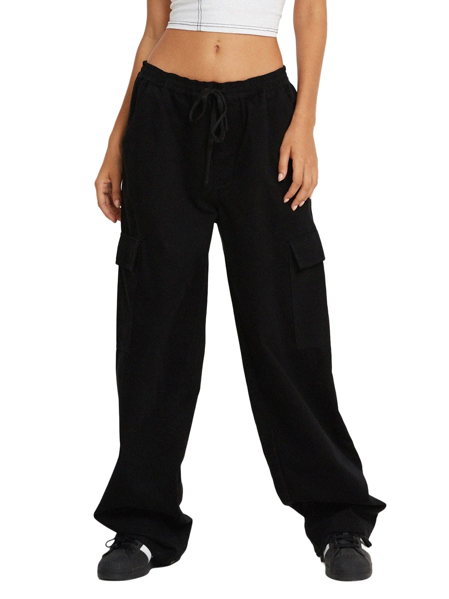 

Женские Мешковатые брюки-карго, свободные штаны с карманами и кулиской в стиле хиппи, панк, уличная одежда