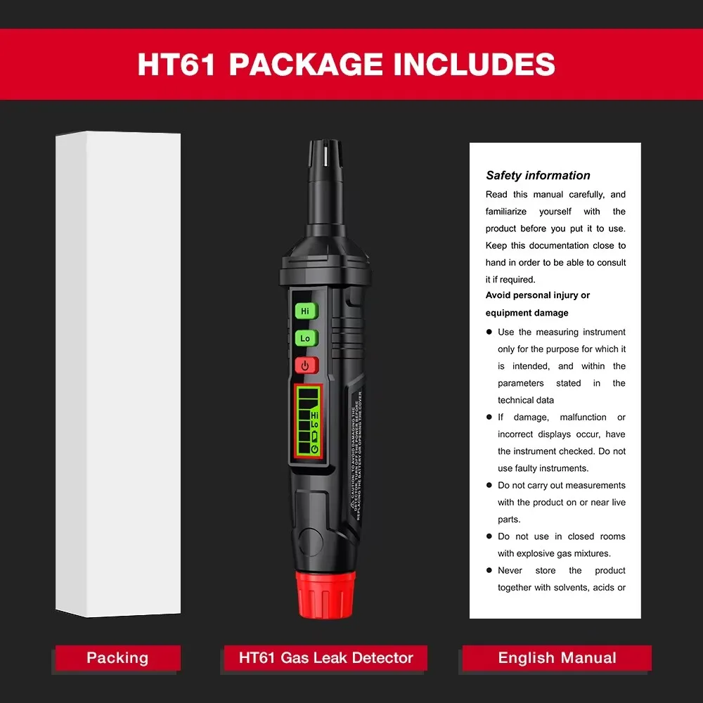 Фото Газоанализатор HABOTEST HT59 (0-1000 PPM), тестер утечек природного газа (метана) со звуковой сигнализацией, миниатюрный портативный детектор горючих газов №3