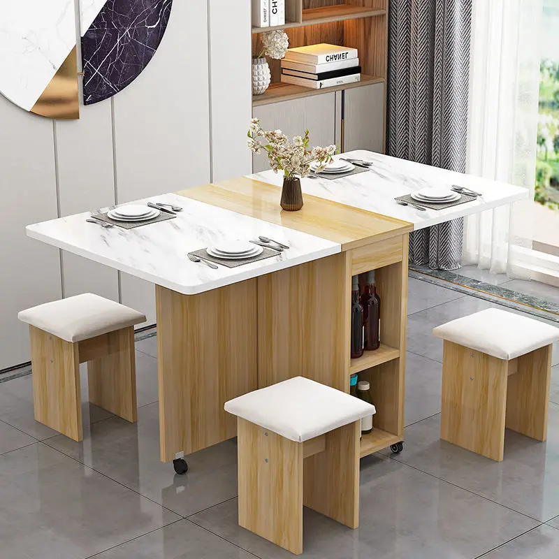 

Современный складной обеденный стол, маленькая искусственная кожа, многофункциональные обеденные столы, маленькая простая прямоугольная мебель
