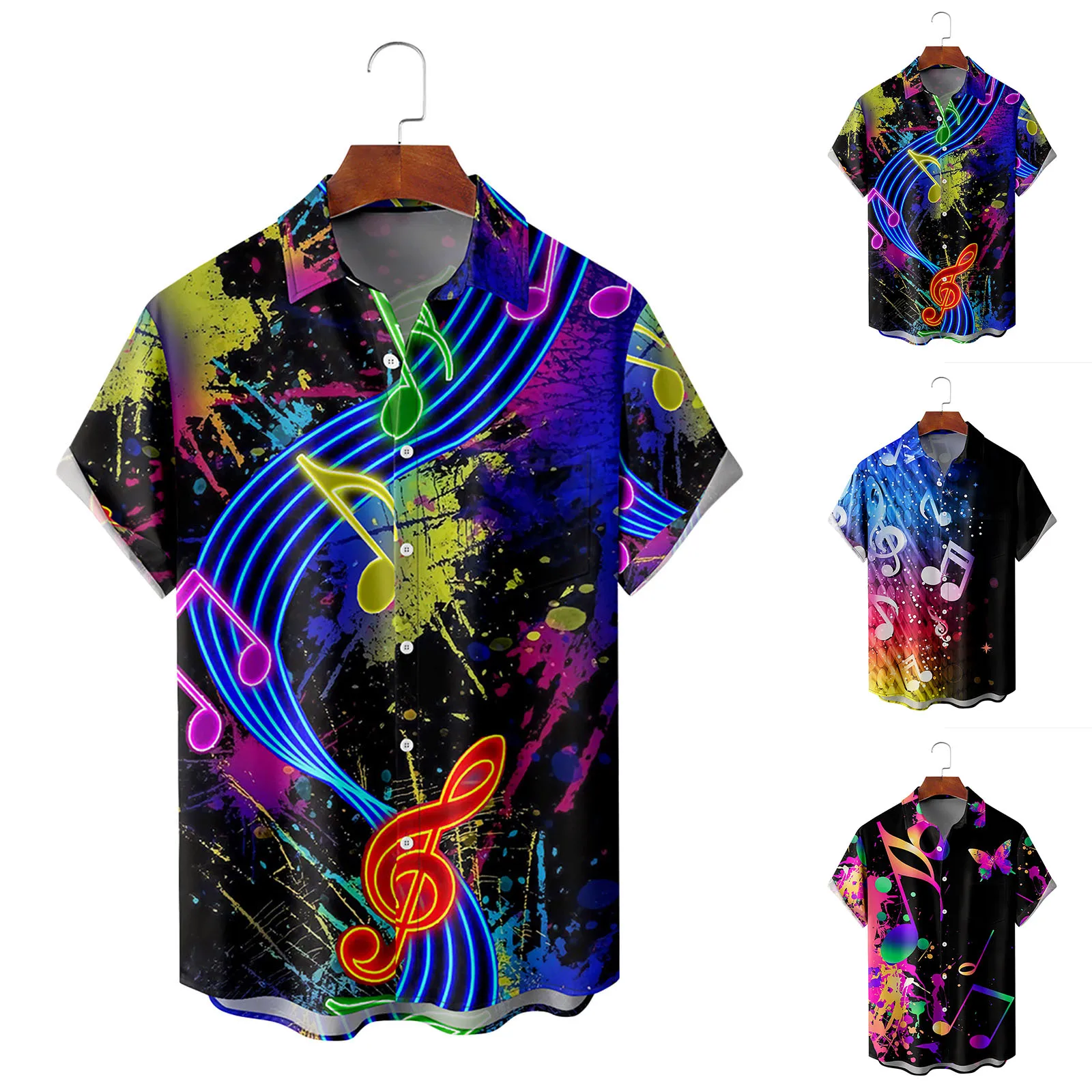 

Мужская хлопковая рубашка с длинным рукавом и 3D-принтом