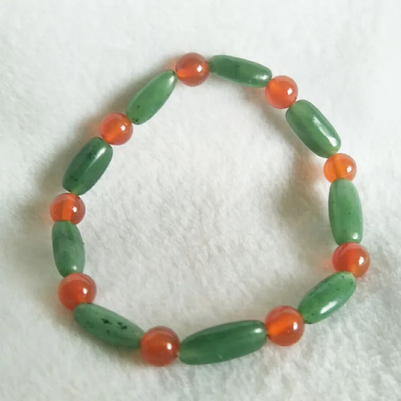 

Natural Green Jade Bracelet Men Women Real Chinese Hetian Jasper Original Stone Nephrite Jades Beads Elastic Beaded Bracelets