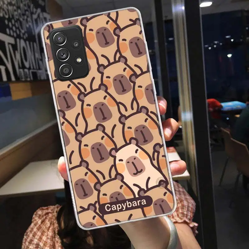 Милый мультяшный чехол capybareдля телефона Samsung Note 20 Ultra 10 9 8 A05S A15 A25 A35 A55 M11 M12 M21 M30S M31 M32