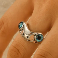 new charm frog rings for men women vintage blue eye trendy animal ring open adjustable hip hop jewelry gifts anillos