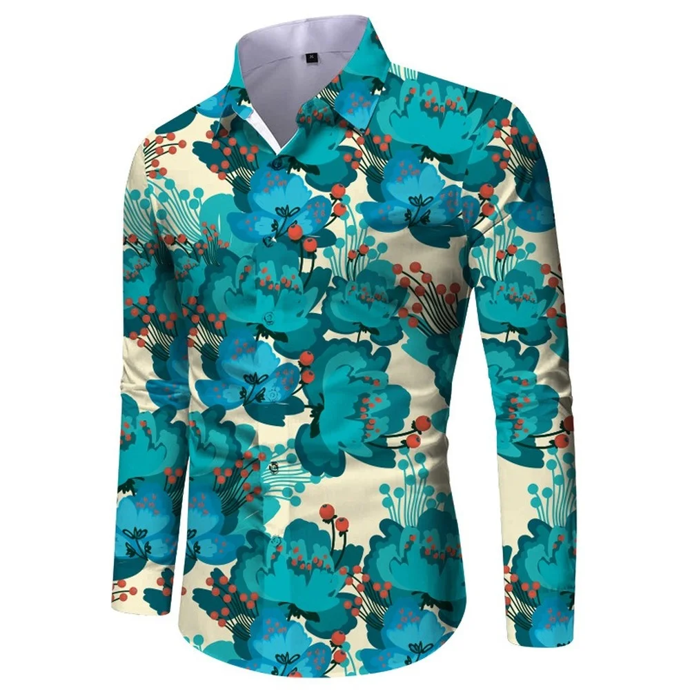 Men's Personality 3D Printing Long Sleeve Shirts Large Size Fashion Casual Shirts