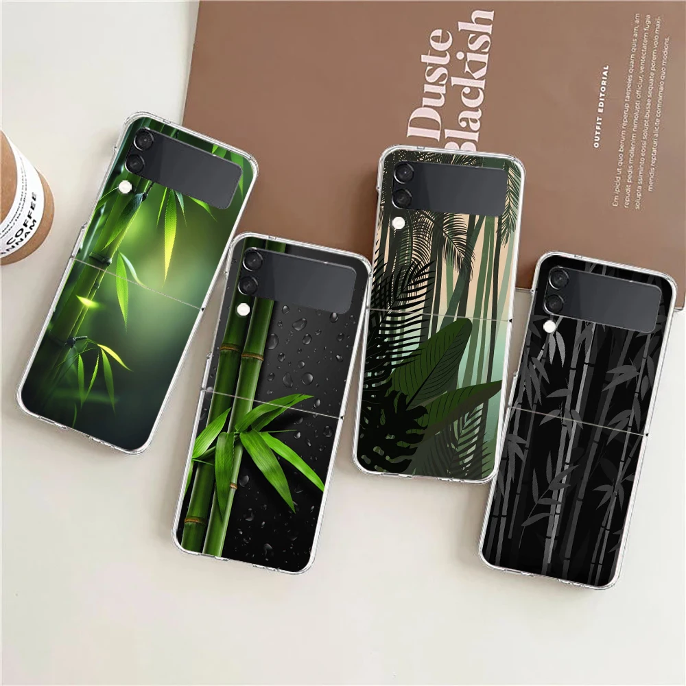 

Bamboo For Samsung Galaxy Z flip 4 Bag Transparent Phone Cover For Galaxy Z Flip 3 Case Shockproof Hard PC Shell Coque Capas Bag